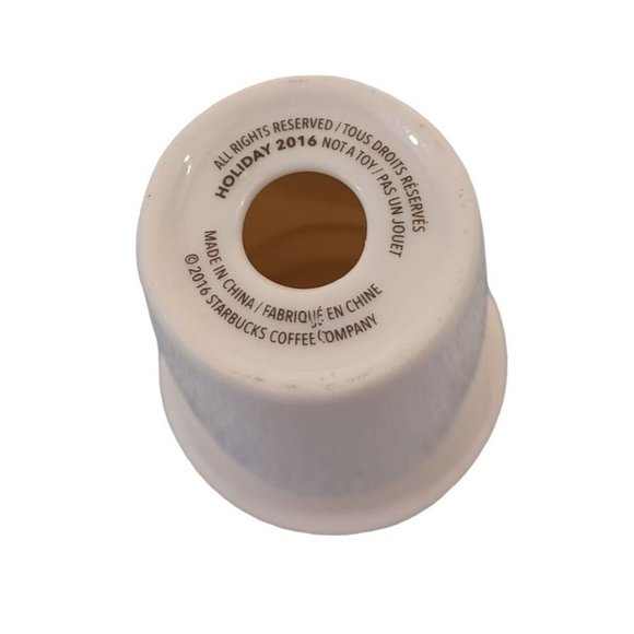 New 2016 Ceramic 2.5" Starbucks White Coffee Cup Christmas Holiday Ornament - Picture 4 of 4